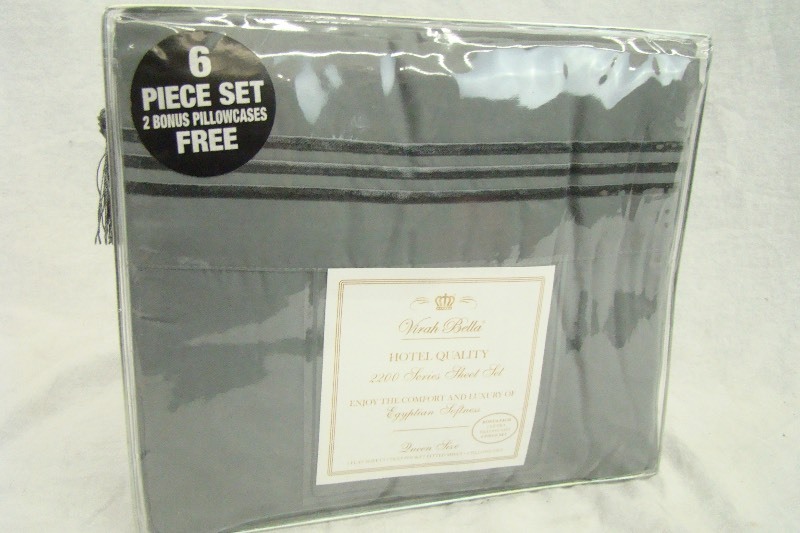lot 226 image: GRAY 6-Piece Virah Bella 2200 Series QUEEN Sheet Set