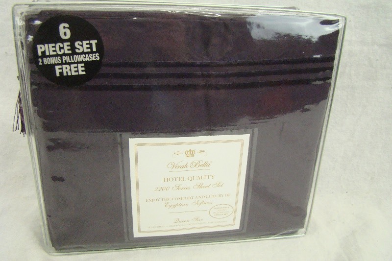 lot 231 image: PLUM 6-Piece Virah Bella 2200 Series QUEEN Sheet Set
