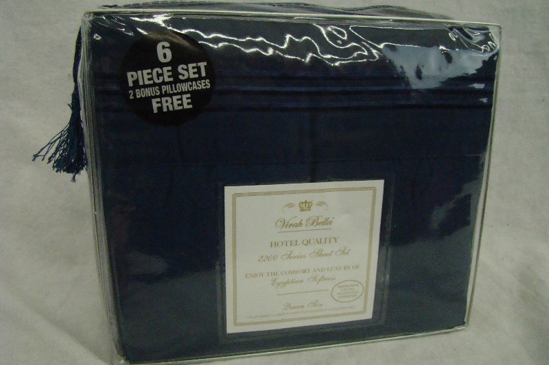 lot 233 image: NAVY BLUE 6-Piece Virah Bella 2200 Series QUEEN Sheet Set