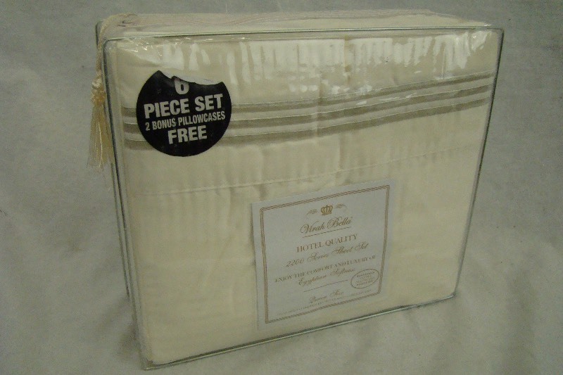 lot 235 image: CREAM 6-Piece Virah Bella 2200 Series QUEEN Sheet Set