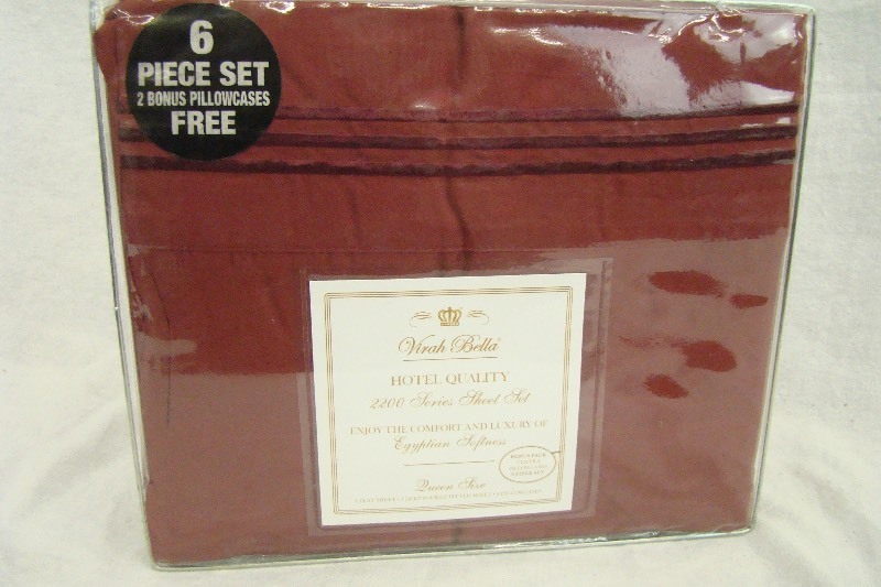 lot 227 image: MAROON 6-Piece Virah Bella 2200 Series QUEEN Sheet Set