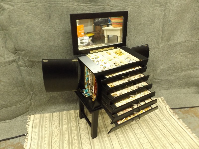 lot 119 image: Jewelry Armoire FILLED with Costume Jewelry