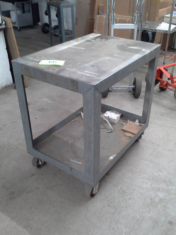 lot 195 image: Metal 2-Tier Rolling Utility Cart