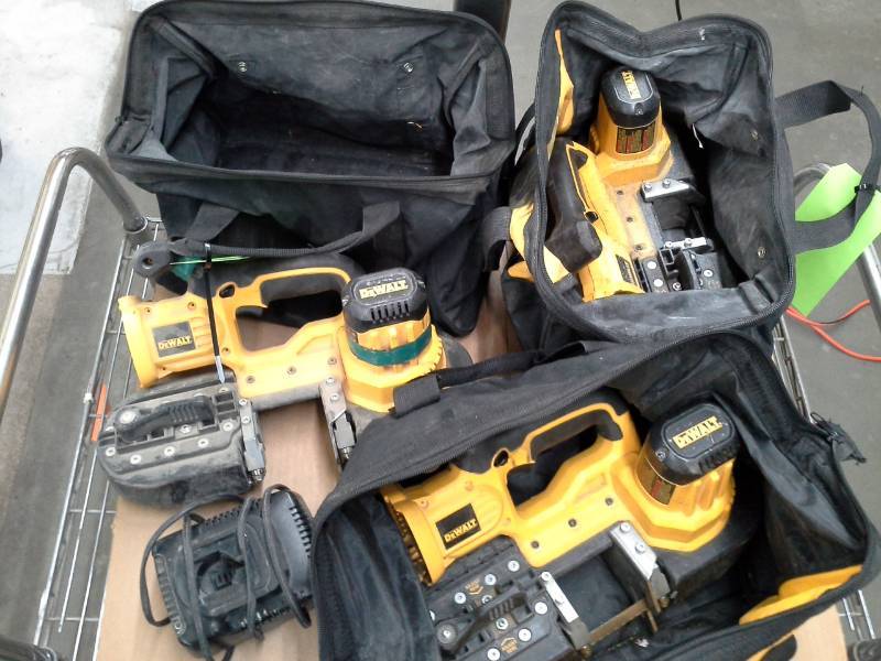lot 335 image: Set of Three DeWalt 18 Volt Bandsaws