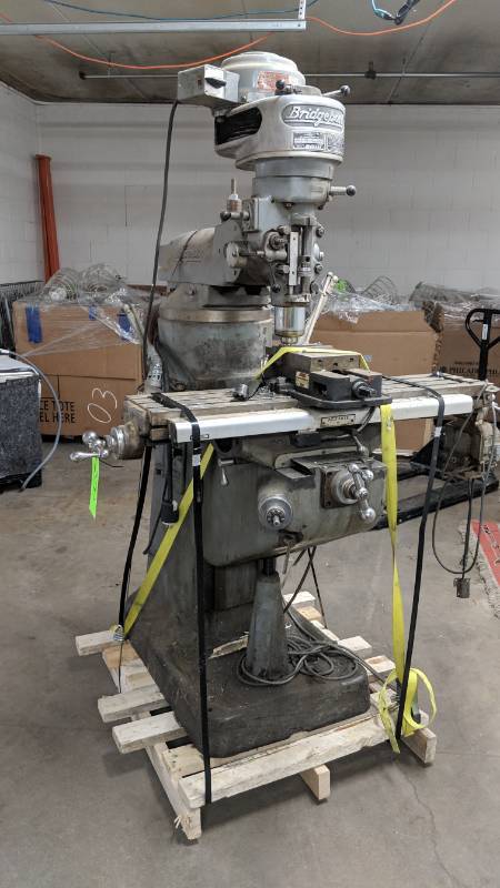 lot 200 image: Bridgeport Machines Inc. 8-Speed Drill Press with Fairbanks-Morse Motor, Square-D Safety Switch, Well-Setting Power Feed, MSC Industrial Supply Co. Precision Machine Vise