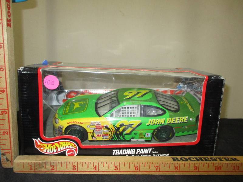 lot 108 image: John Deere Hot Wheels Racing Trading Paint Diecast car in box #25218