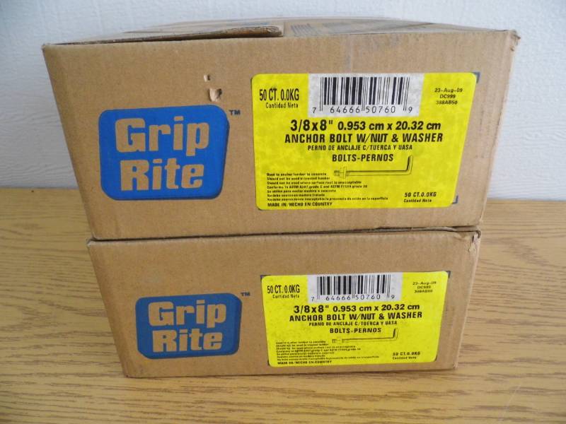 lot 30 image: Lot of 2 Grip Rite Anchor Bolts