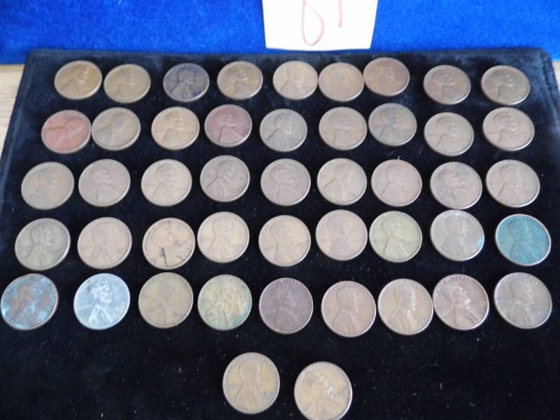 lot 89 image: Lot of 47 Wheat Pennies