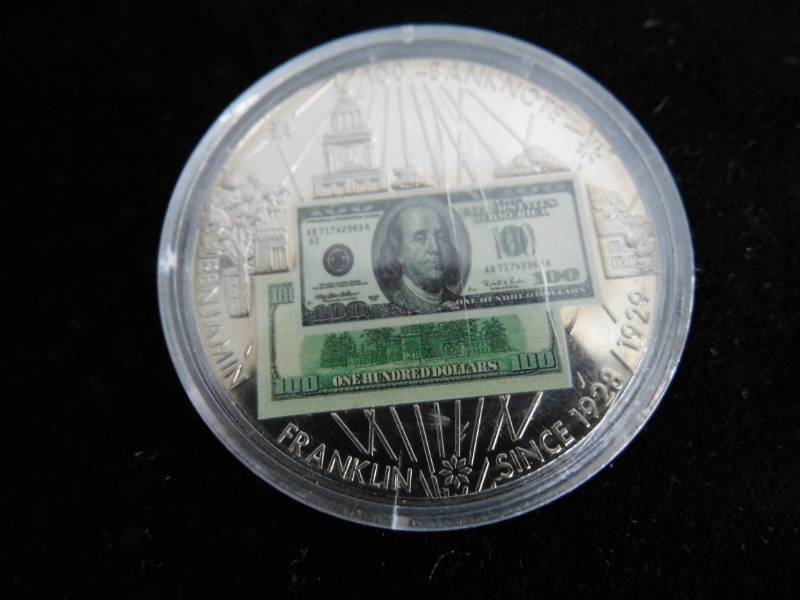lot 122 image: Benjamin Franklin $100 Banknote Coin