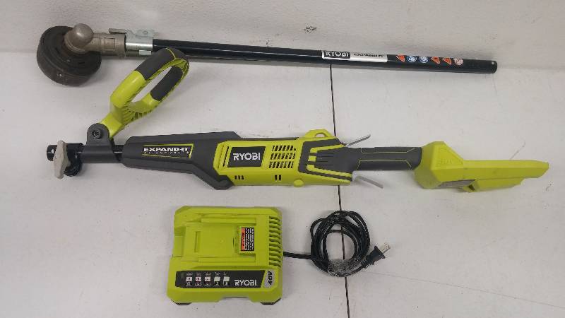 lot 19 image: Ryobi 40v Cordless String Trimmer plus Charger, tesyed as-working