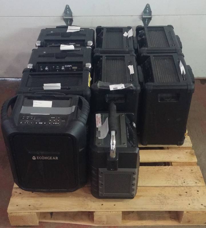 lot 40 image: Bulk Pallet of tested as-working speakers with minor defect, scratch & dent. Est retail $1,439.99