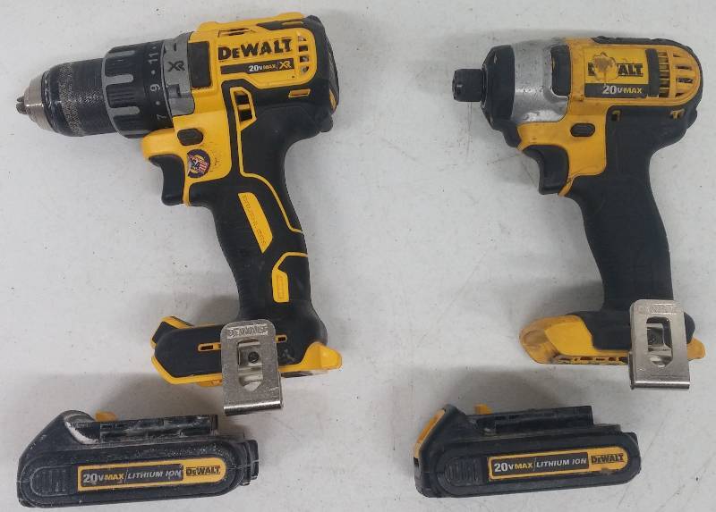 lot 45 image: DeWalt 20v Max Cordless Drill and Impact Driver, tested as-working, with batteries
