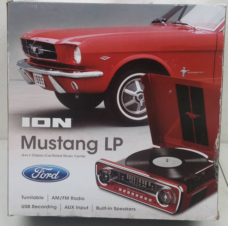 lot 47 image: ION (Ford) Mustang LP Classic Car Styled Music Center, tested as-working
