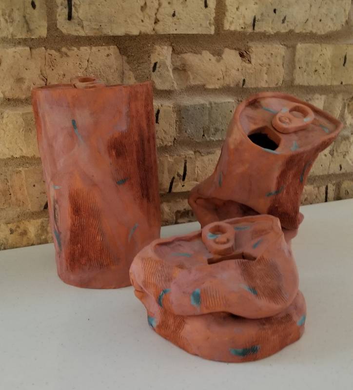 lot 11 image: Clay Crushed Cans Statues by Chris Sands