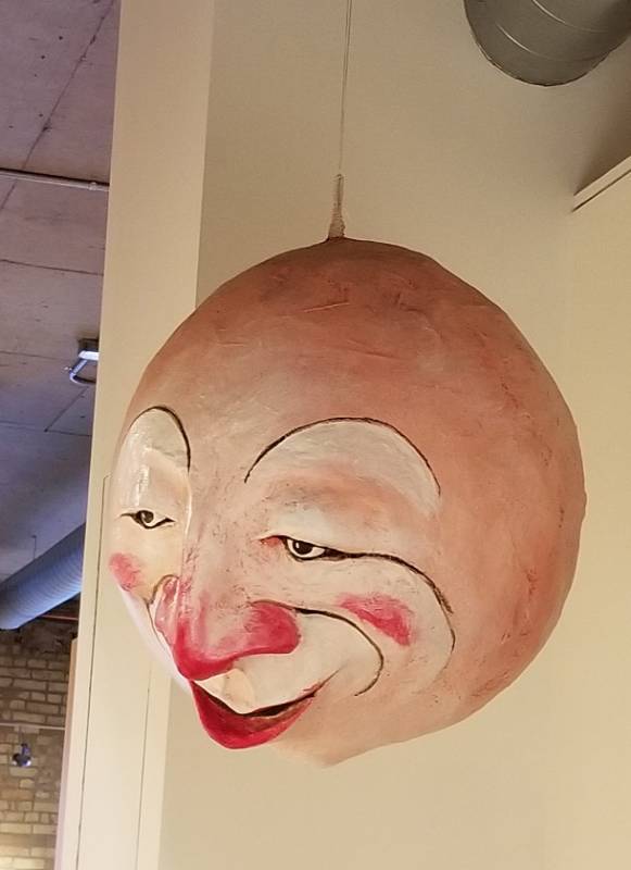 lot 15 image: CARL Moonglow Paper Mache Suspended Bust by Tom Fletcher