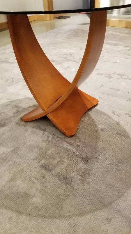 lot 53 image: Oval Smoked Glass Top Side Table With Crisscross Base