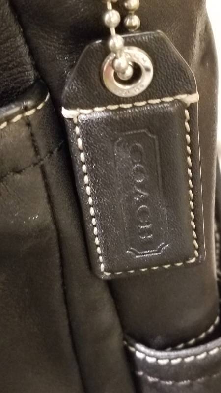 lot 75 image: COACH Black Leather Messenger Bag #J1160-F70105