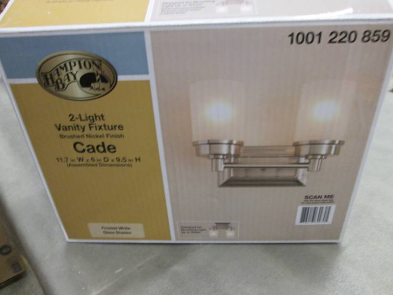 lot 24 image: Hampton Bay Cade2-Light Brushed Nic...