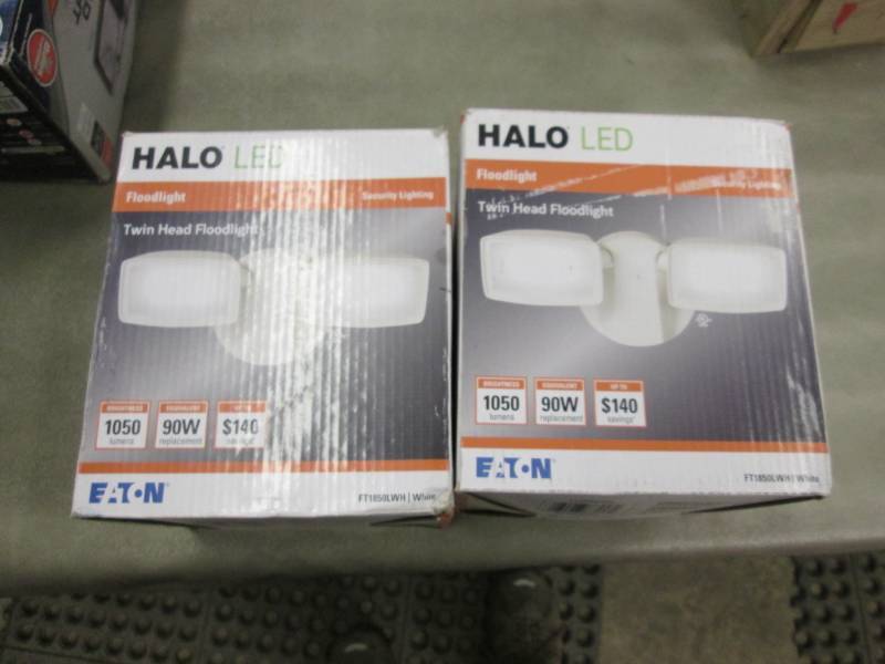lot 52 image: Lot of 2 Halo White Outdoor Integra...