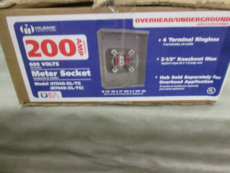 lot 89 image: Milbank 200 Amp 4 Terminal Ringless...