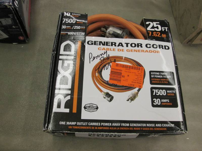 lot 110 image: Rigid 25 ft Generator Cord...
