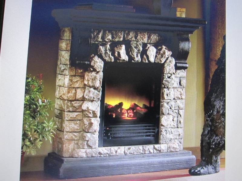 lot 383 image: Faux Stone Fireplace open box Retai...