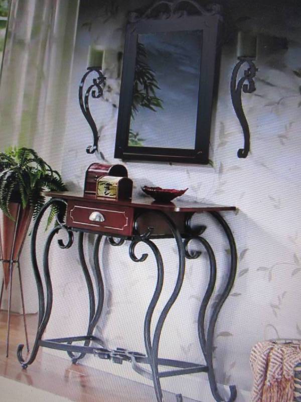lot 386 image: Entry Table with Mirror and Sconce ...