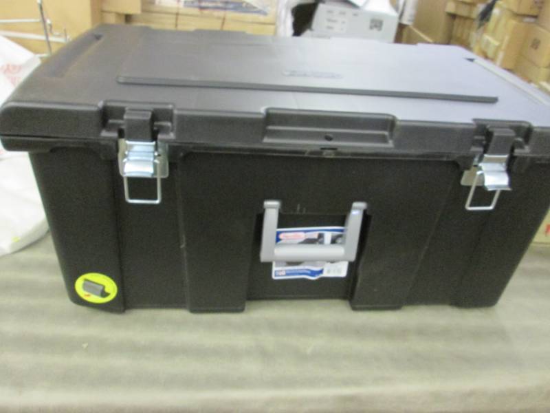 lot 183 image: Black Sterilite Footlocker 31.14x1...