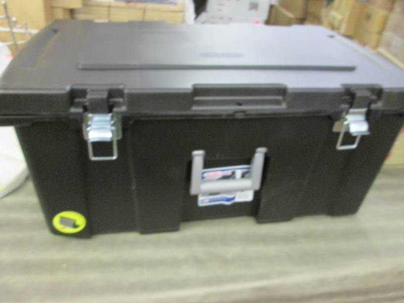 lot 184 image: Black Sterilite Footlocker 31.14x1...
