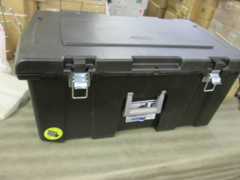 lot 185 image: Black Sterilite Footlocker 31.14x1...