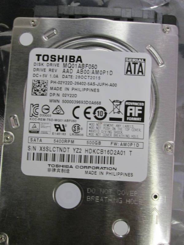 lot 259 image: Toshiba MQ01ABF050 500 GB 2.5 Inte...