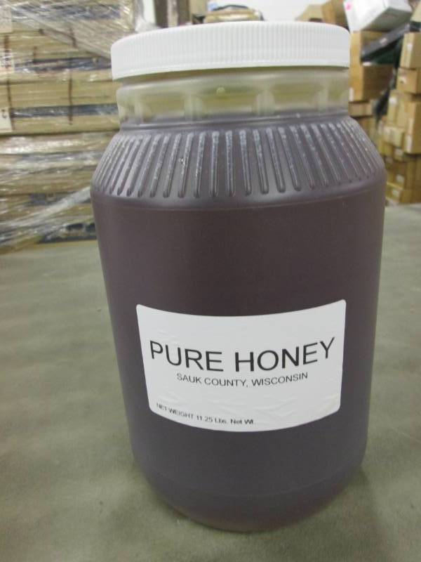 lot 284 image: 11.25 lb Plastic Jar of Pure Honey ...
