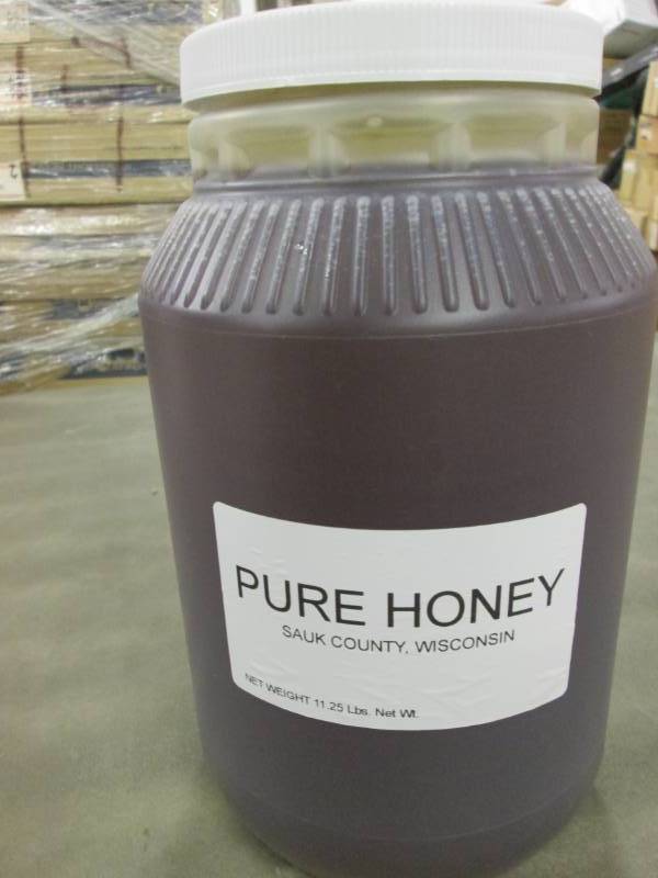 lot 293 image: 11.25 lb Plastic Jar of Pure Honey ...