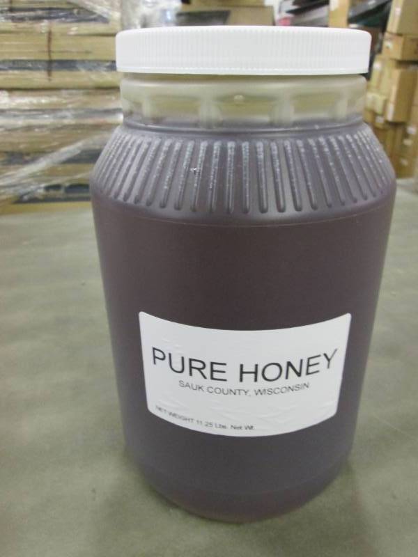 lot 294 image: 11.25 lb Plastic Jar of Pure Honey ...