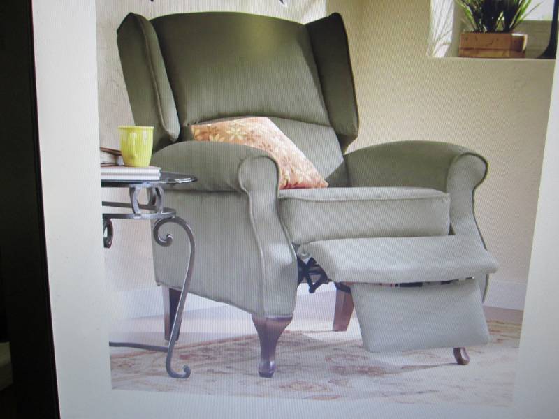 lot 302 image: Microfiber Wingback Recliner open b...
