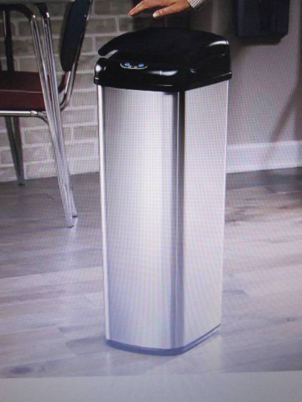 lot 303 image: Auto-Open Brushed-Finish Trash Bin ...