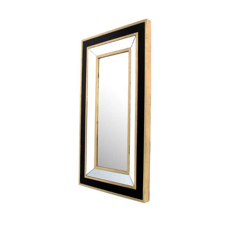 lot 6 image: Black Gold Decorative Wall Mirror o...