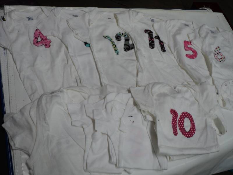 lot 110 image: 15 Onesies, size 3-9 month- stitche...