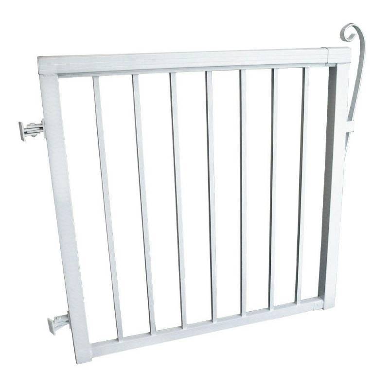 lot 119 image: Peak Aluminum Railing 3-56 ft. x 3-13 ft. Single Walk Through Aluminum Picket Fence Gate in White, 50160