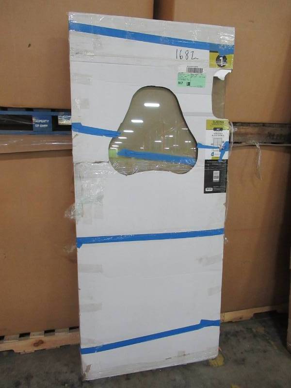 lot 64 image: Delta 60 in. Sliding Shower Door Glass Panels in Clear (1-Pair), SDGS060-CL-R.