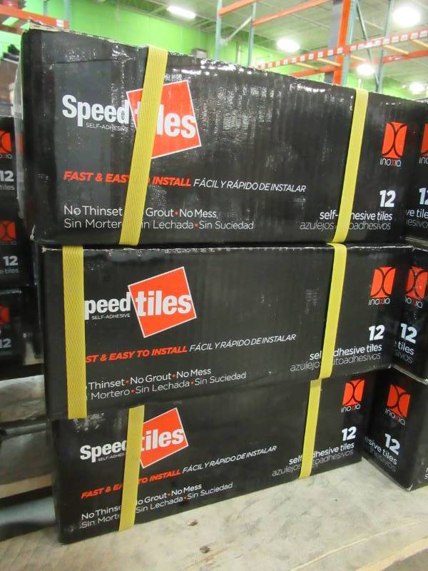 lot 139 image: Inoxia Speedtile Placidity Mixed Grays 11.65 in. x 11.69 in. x 5 mm Self-Adhesive Wall Mosaic Tile IG200PLA016L (11.4 sq. ft. case) - 3 cases