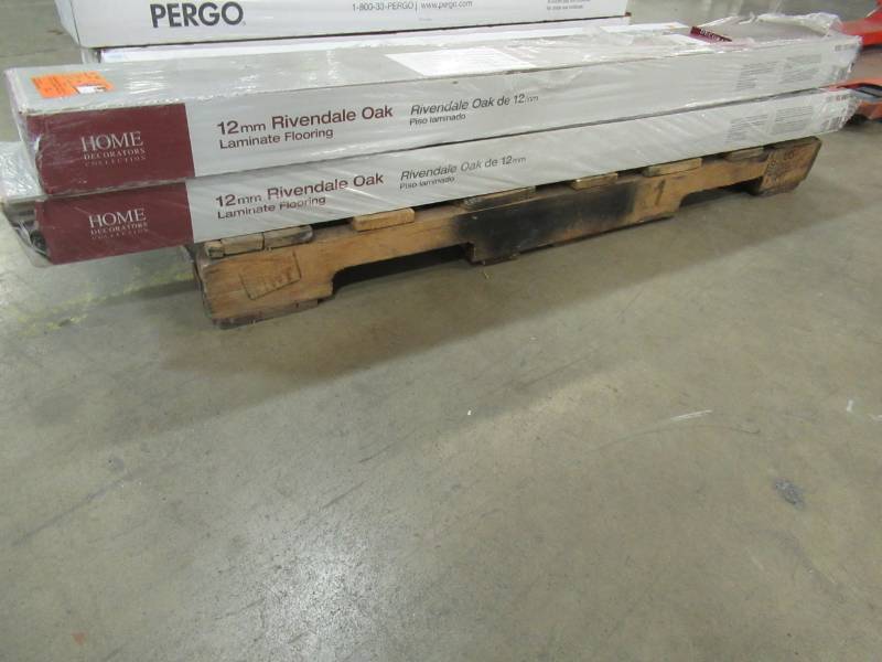 lot 190 image: Home Decorators Collection Rivendale Oak 12 mm T x 6.26 in. W x 54.45 in. L Laminate Flooring 37197 AV (16.57 sq. ft.  case) - 2 Cases