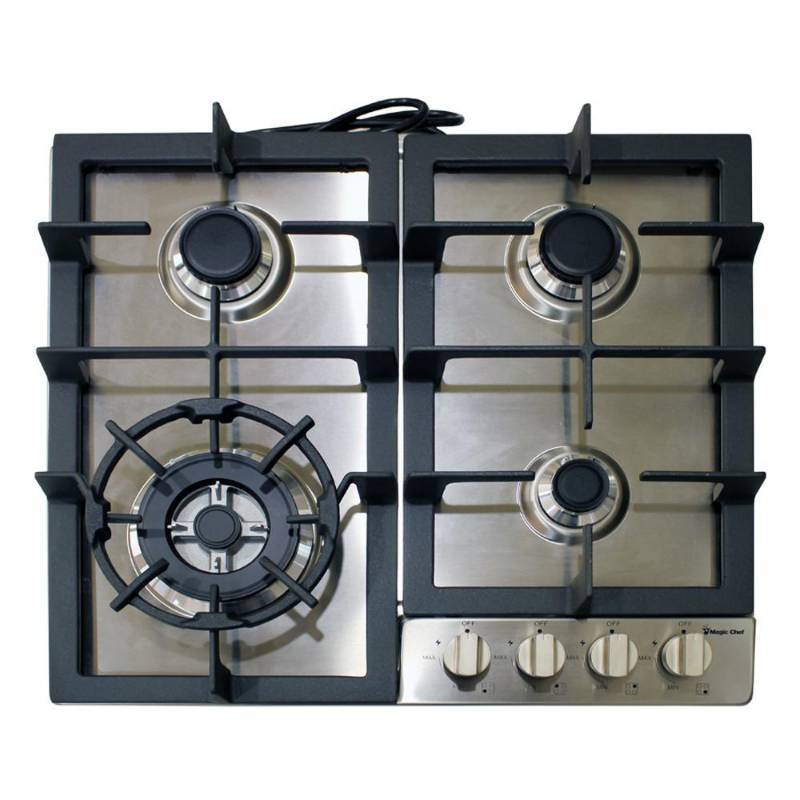 lot 31 image: Magic Chef 24 in. Gas Cooktop in Stainless Steel with 4 Burners, MCSCTG245.