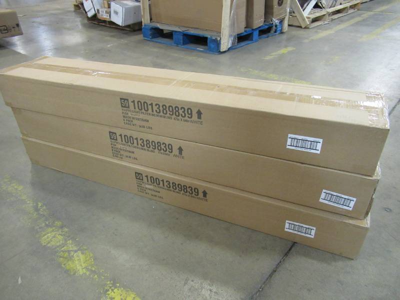 lot 202 image: 3 Cases of White 1 in. Light Filtering Vinyl Blind - 47 in. W x 64 in. L - NEW in Box (Each Case Contains 6 Blinds).