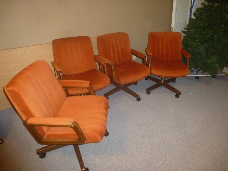 lot 26 image: Orange Lounge Chairs