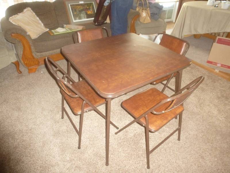 lot 108 image: Item # 53 Card Table & Chairs Dark Brown