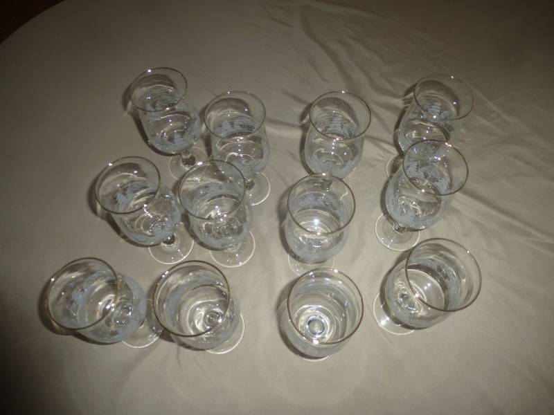 lot 140 image: Item # 85 Wine Glasses Gold Trim