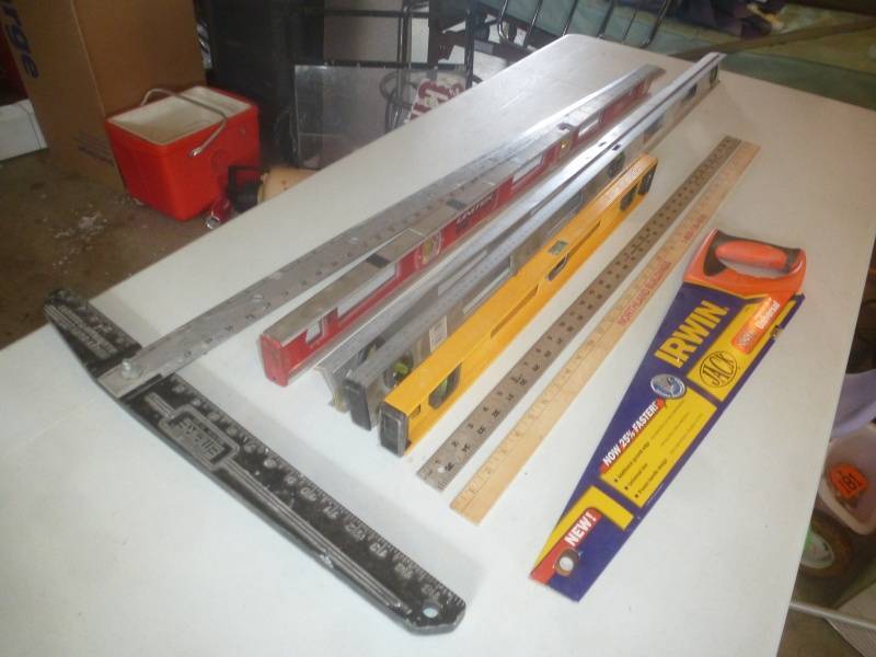lot 178 image: Item # 123 T Square, Irwin Saw, Levels