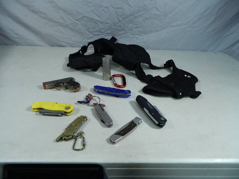 lot 88 image: Holster, Knives, More