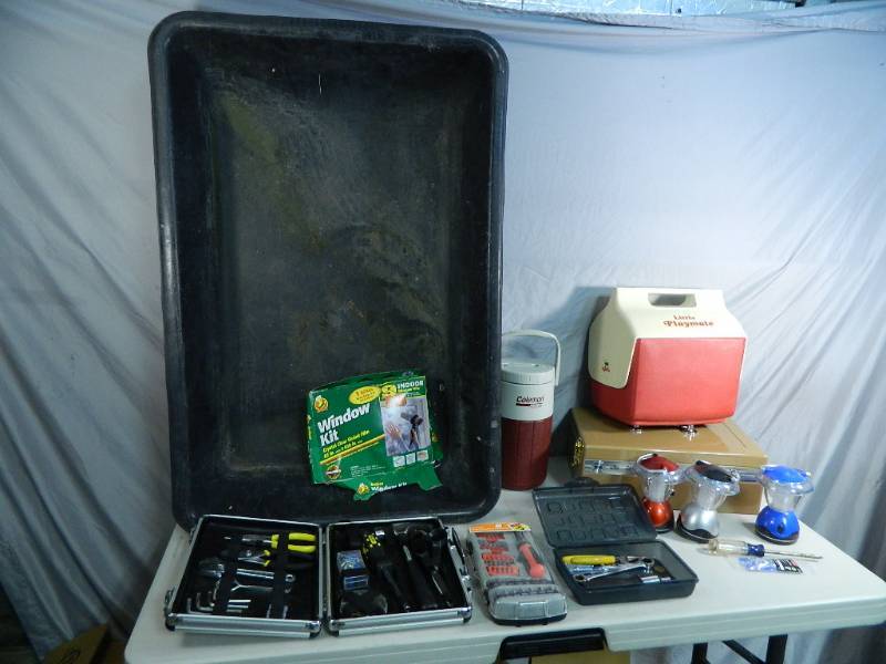 lot 100 image: Tools, Cooler, Lanterns, and More